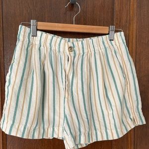 Madewell Linen Blend Track Shorts Blue Yellow Stripe Size S